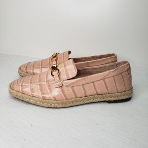 SCHUTZ Pink Croc-Embossed Loafers